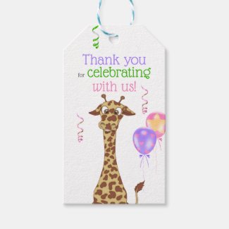 Cute Giraffe Jungle Animal Thank You Party Favor Gift Tags