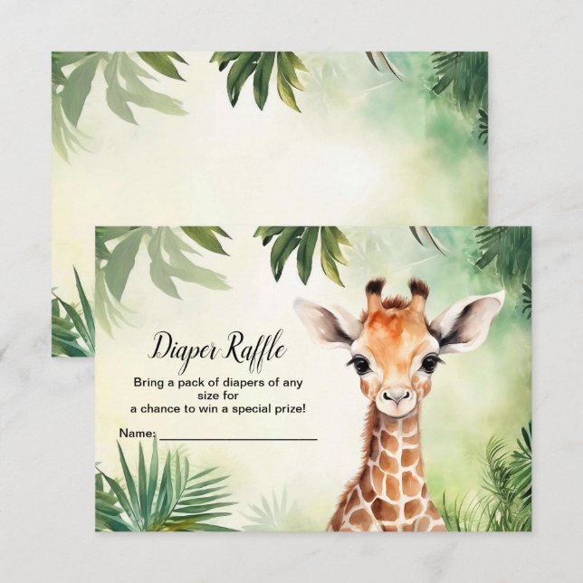 Cute Giraffe Jungle Baby Shower Party Beautiful Enclosure Card (Front/Back)