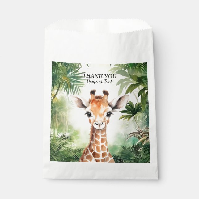 Cute Giraffe Jungle Baby Shower Party Beautiful Favor Bag (Front)