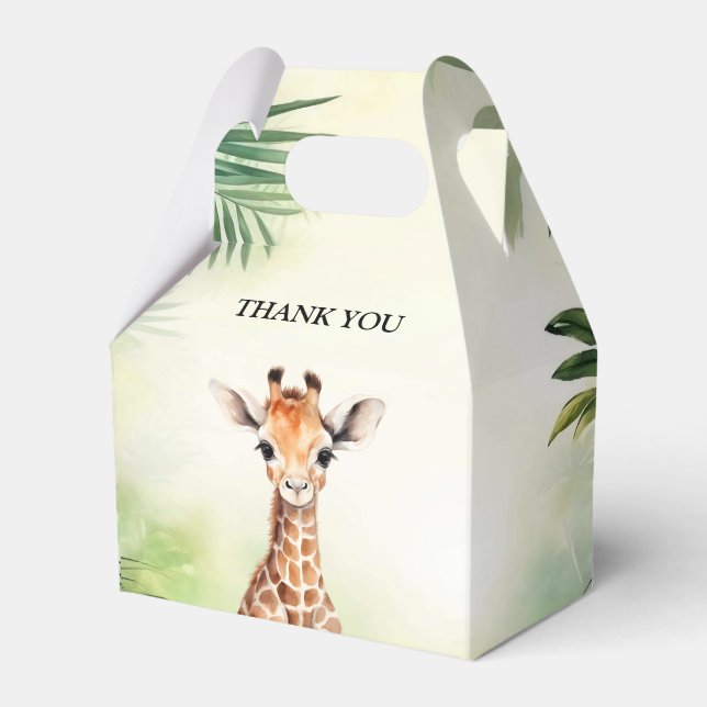 Cute Giraffe Jungle Baby Shower Party Beautiful Favor Boxes (Front Side)