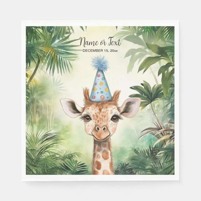 Cute Giraffe Jungle Baby Shower Party Beautiful Napkins (Front)