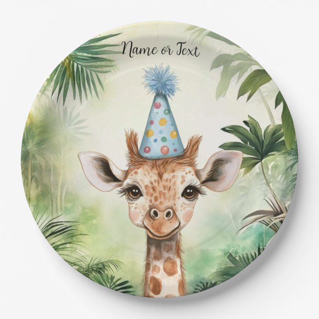 Cute Giraffe Jungle Baby Shower Party Beautiful Paper Plates (Front)