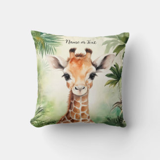Cute Giraffe Jungle Baby Shower Party Beautiful Throw Pillow