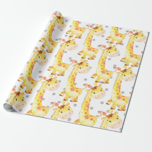 Cute Giraffe Jungle Nursery Baby New Born Gift Wrapping Paper