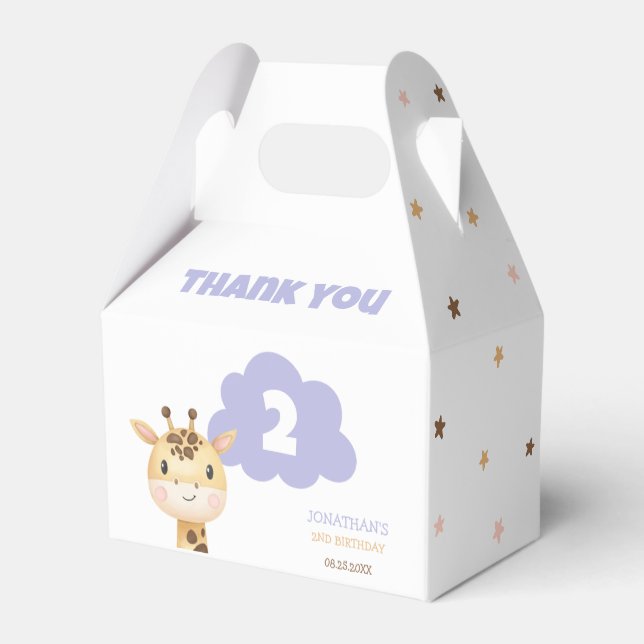 Cute Giraffe Jungle Safari Animal Birthday Favor Boxes (Back Side)