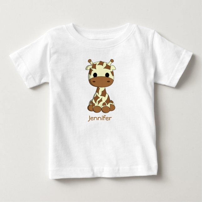Cute giraffe kawaii cartoon name baby shirt (Front)
