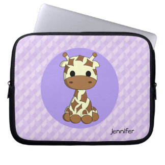 Cute giraffe kawaii cartoon name girls laptop sleeve