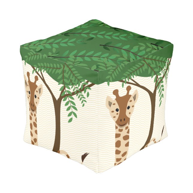 Cute Giraffe Kids Animal Pouf (Angled Back)