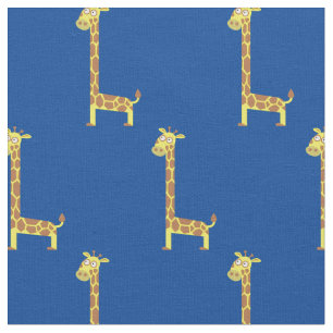 Cute Giraffe Kids Baby Nursery Blue Fabric