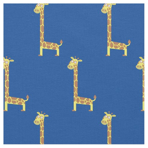 Cute Giraffe Kids Baby Nursery Blue Fabric
