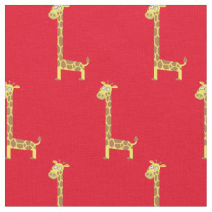 Cute Giraffe Kids Baby Nursery Red Fabric