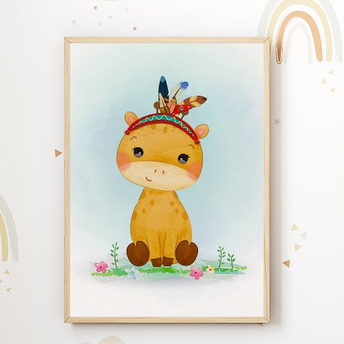 Cute Giraffe Kids Room Poster Animal Nursery Print
