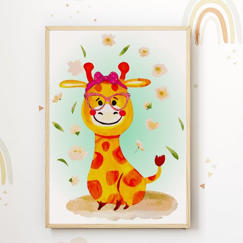 Cute Giraffe Kids Room Poster Animal Nursery Print