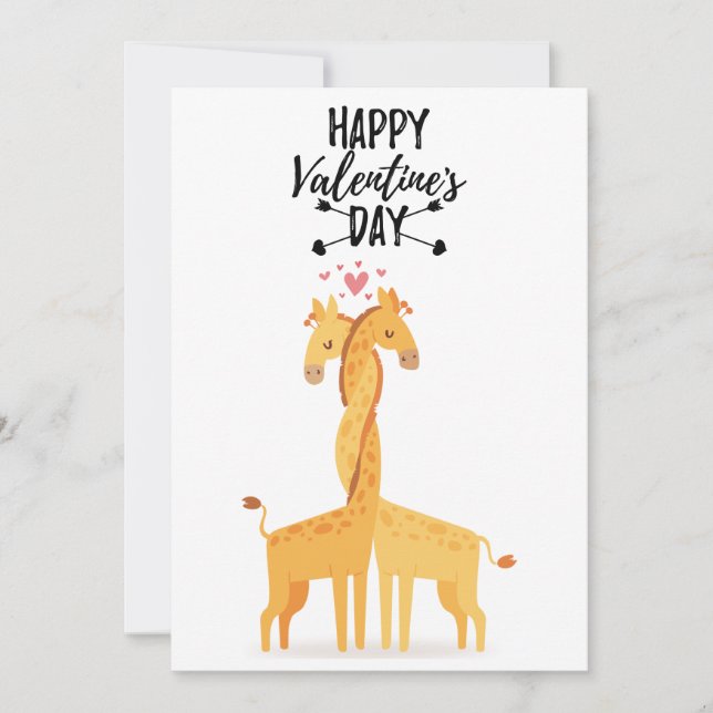 Cute giraffe love card for Valentine's Day (Front)