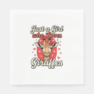 Cute Giraffe Lover Vintage Girl Shirt Design_1 Napkins