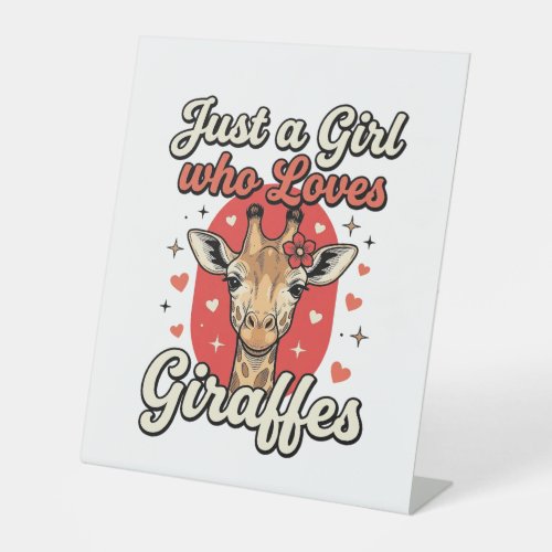 Cute Giraffe Lover Vintage Girl Shirt Design_1 Pedestal Sign