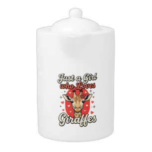 Cute Giraffe Lover Vintage Girl Shirt Design_1 Teapot