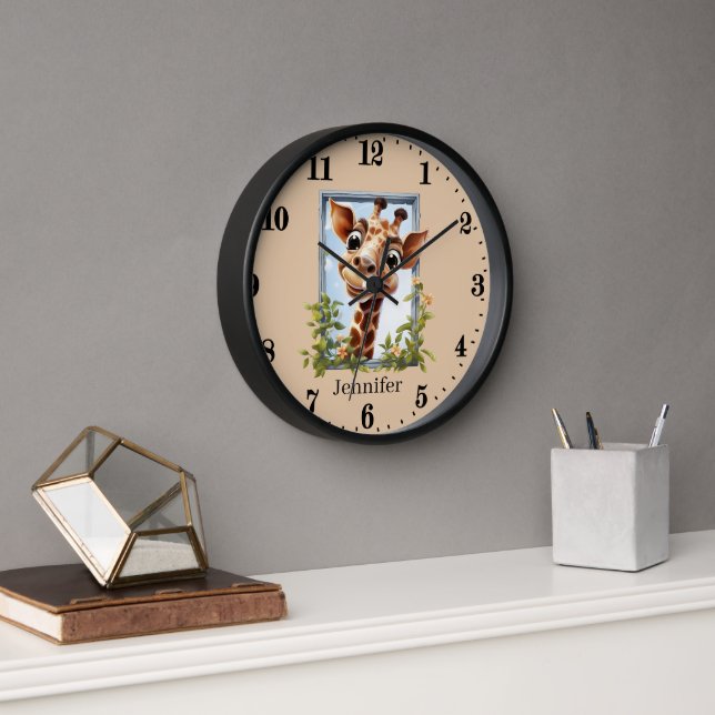 Cute giraffe lovers add name clock (Office)