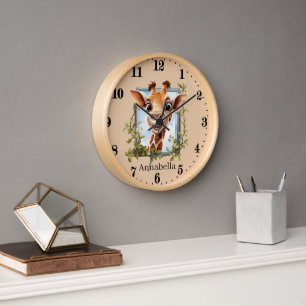 Cute giraffe lovers add name clock