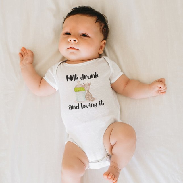 Cute Giraffe Milk Drunk  Baby Bodysuit (Creator Uploaded)