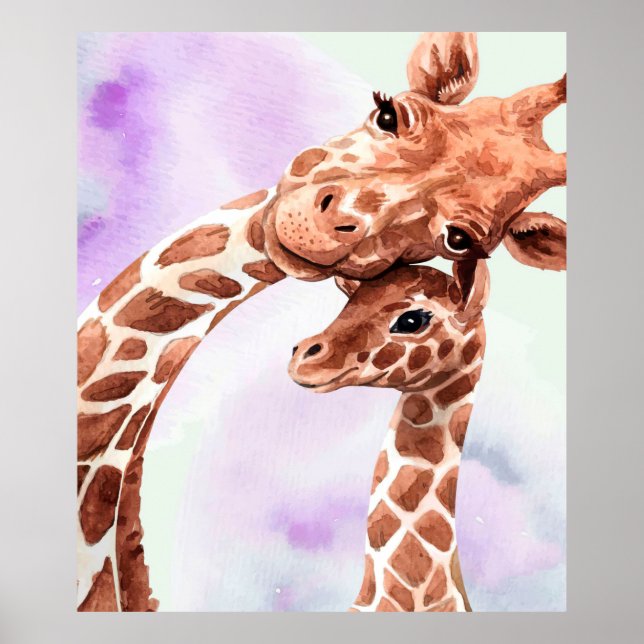 Cute Giraffe Mom And Baby, Gift For Daughter Poster (Front)