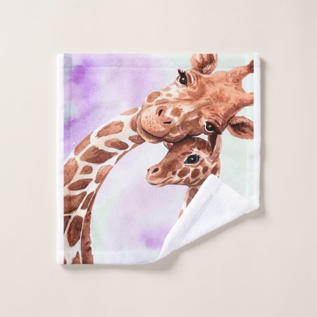 Cute Giraffe Mom And Baby, Gift For Daughter Wash Cloth (Wash Cloth)