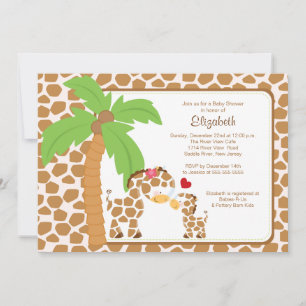 Cute Giraffe Mom & Baby Neutral Baby Shower Invitation