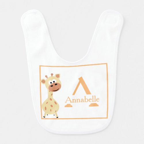 Cute Giraffe Monogram Editable Personalized Baby Baby Bib