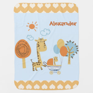 cute giraffe mother and baby stroller blanket