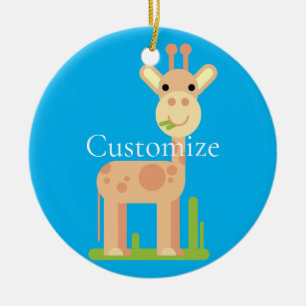 Cute Giraffe Munching  Thunder_Cove Ceramic Ornament