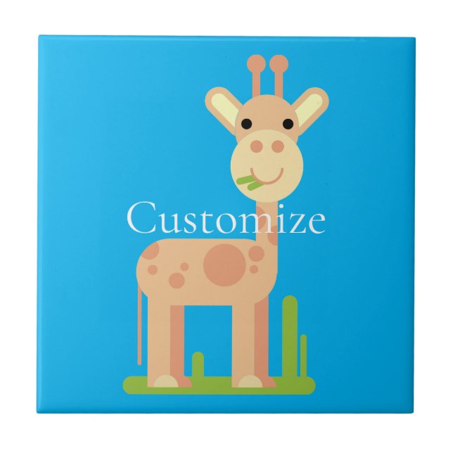 Cute Giraffe Munching  Thunder_Cove Ceramic Tile (Front)
