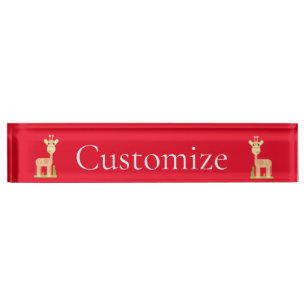 Cute Giraffe Munching  Thunder_Cove Desk Name Plate