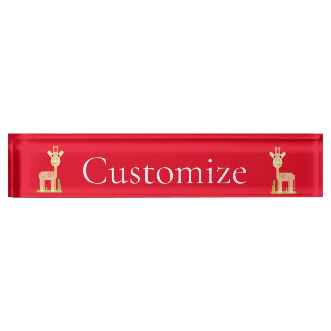 Cute Giraffe Munching  Thunder_Cove Desk Name Plate (Front)