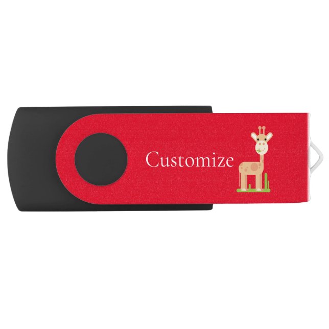 Cute Giraffe Munching  Thunder_Cove Flash Drive (Front)