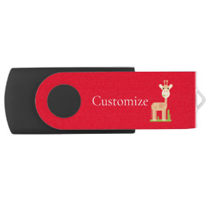 Cute Giraffe Munching  Thunder_Cove Flash Drive