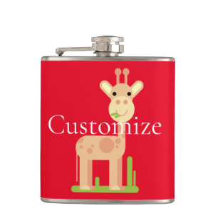 Cute Giraffe Munching Thunder_Cove Flask