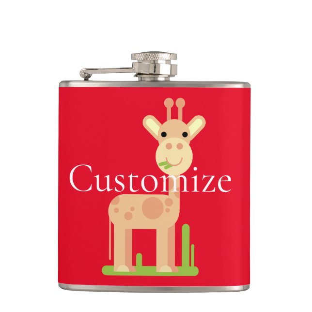 Cute Giraffe Munching  Thunder_Cove Flask (Front)