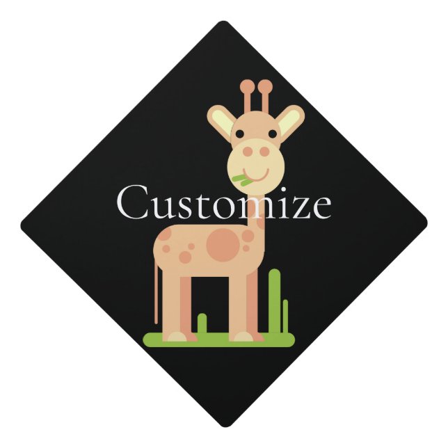 Cute Giraffe Munching  Thunder_Cove Graduation Cap Topper (Front)