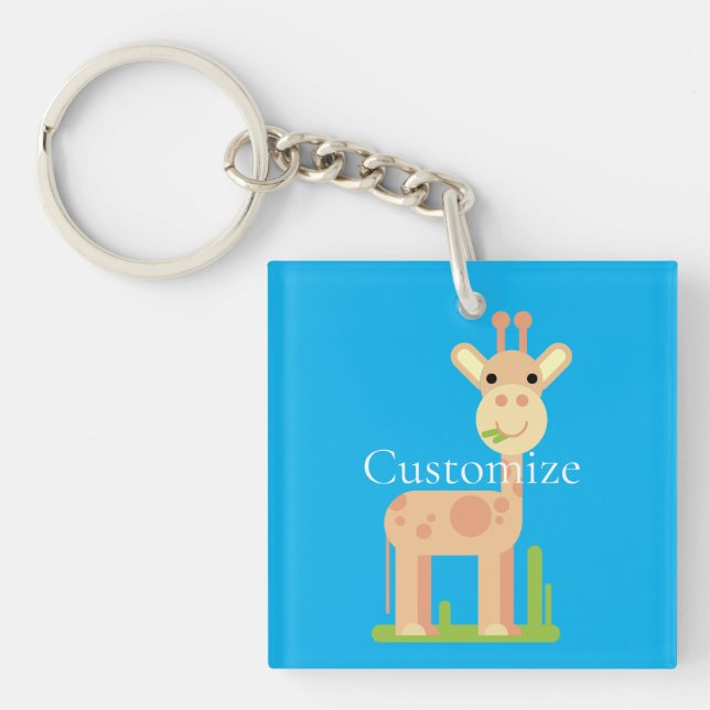 Cute Giraffe Munching  Thunder_Cove Keychain (Front)