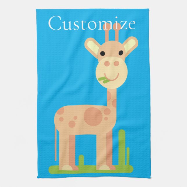 Cute Giraffe Munching  Thunder_Cove Kitchen Towel (Vertical)