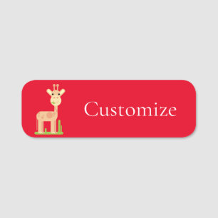 Cute Giraffe Munching Thunder_Cove Name Tag