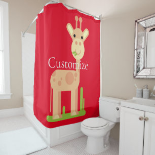 Cute Giraffe Munching Thunder_Cove Shower Curtain