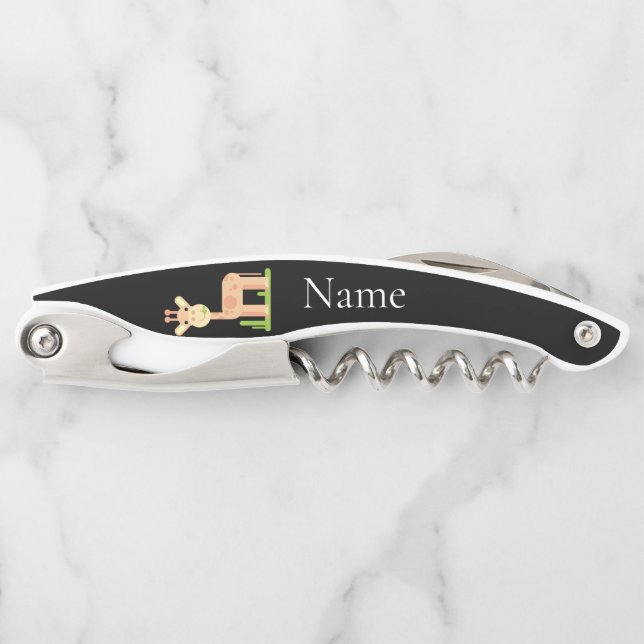 Cute Giraffe Munching  Thunder_Cove Waiter's Corkscrew (Front)