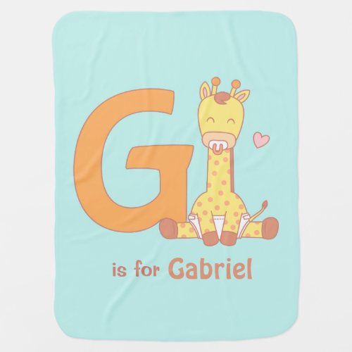 Cute Giraffe Names Letter G Personalized Stroller Blanket
