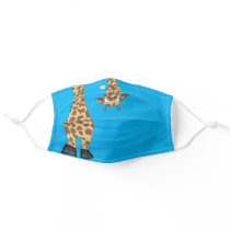 cute giraffe on aqua adult cloth face mask