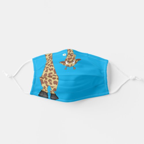 cute giraffe on aqua adult cloth face mask