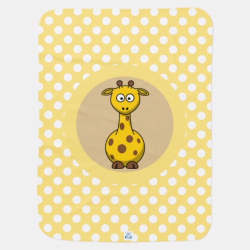 Cute Giraffe on Polka dot and Chevron Pattern Receiving Blanket