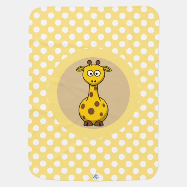 Cute Giraffe on Polka dot and Chevron Pattern Receiving Blanket (Back)
