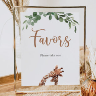 Cute giraffe party favor sign