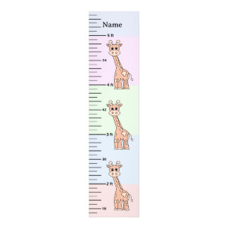 Cute Giraffe Pastel Growth Chart Add Child's Name Photo Print